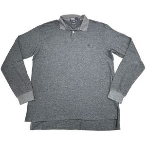 Polo Ralph Lauren Shirt Men L Gray Black Houndstooth Pima Cotton Long Sleeve 90s